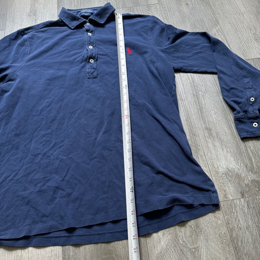 Polo Ralph Lauren Navy Long Sleeve Polo Shirt Men's L Featherweight - Picture 4 of 5